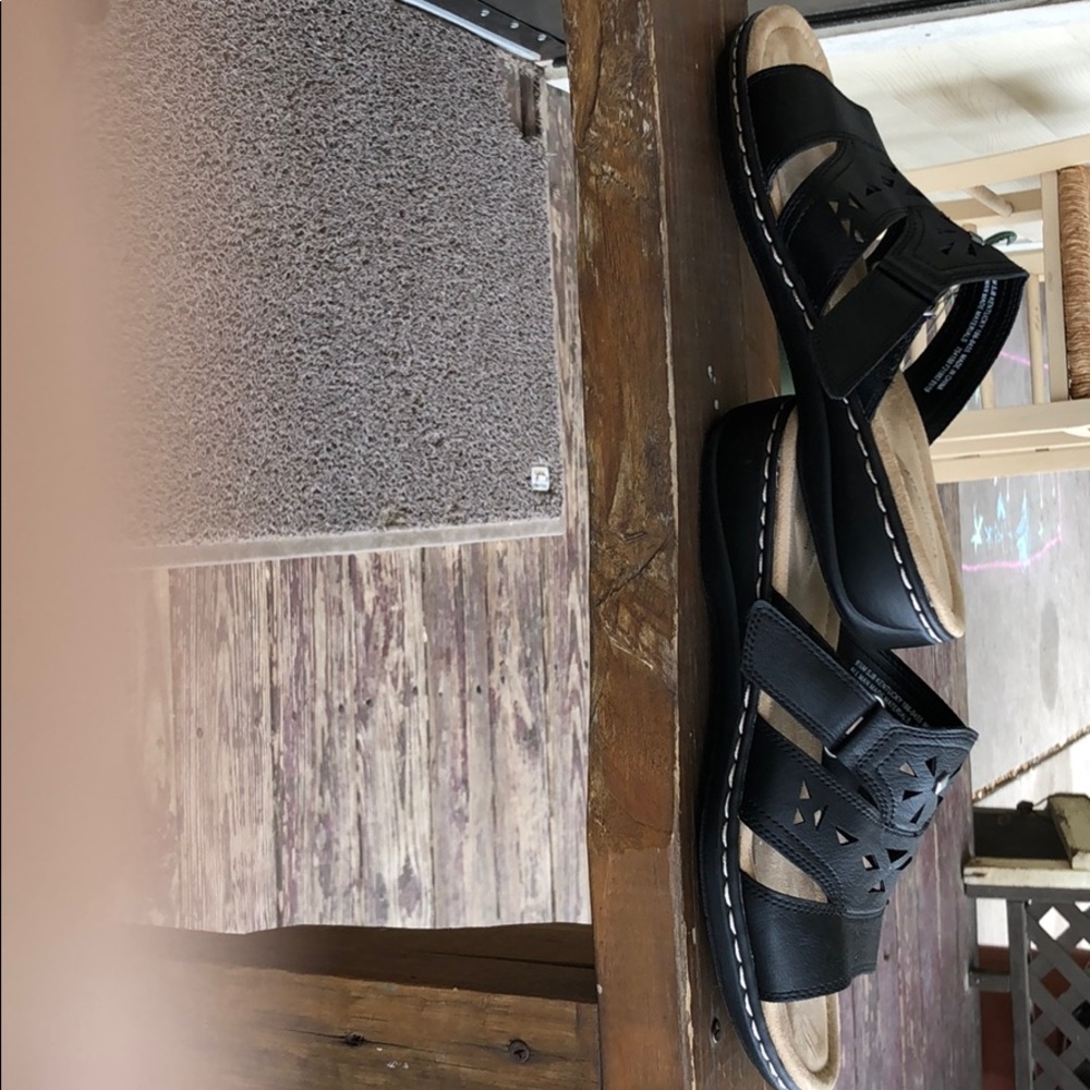 Shoes, black Sandals, Sz 9 1/2 M, St Johns Bay